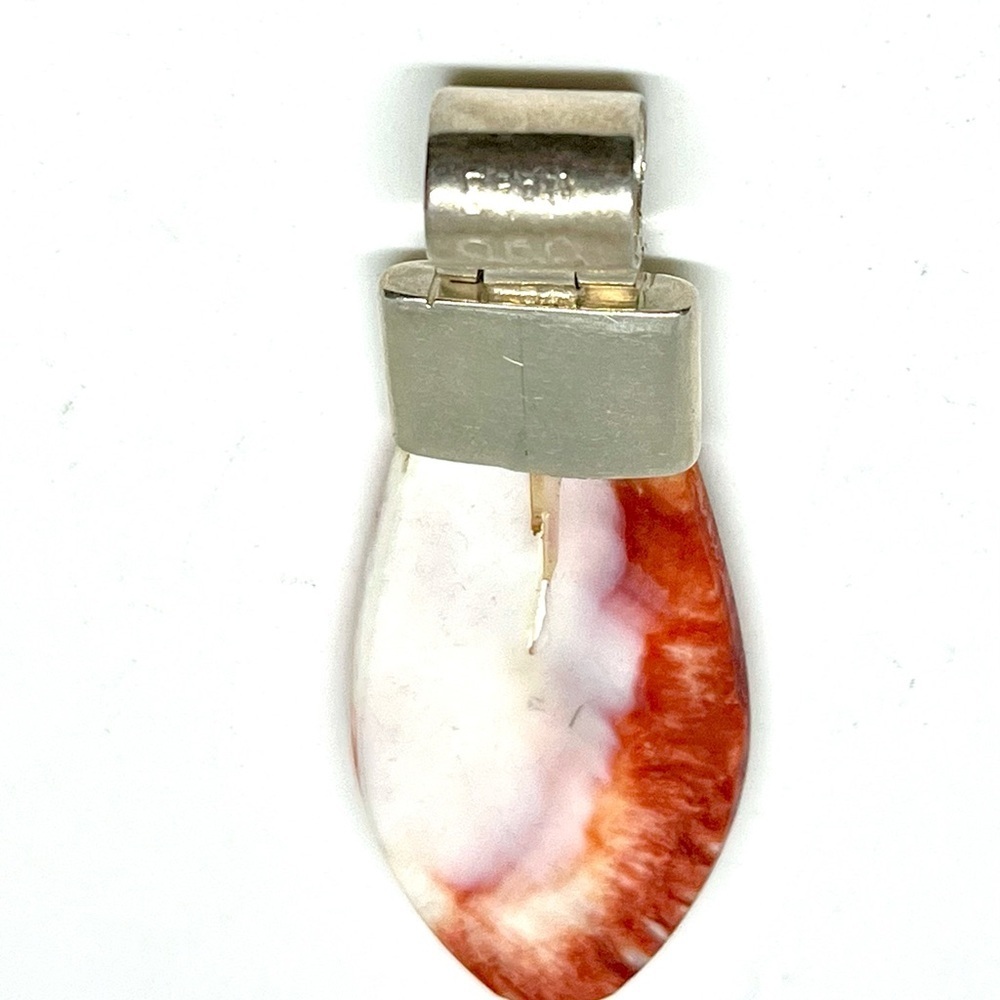 950 Sterling Silver Rhodochrosite Stone Pendant - Picture 2 of 2